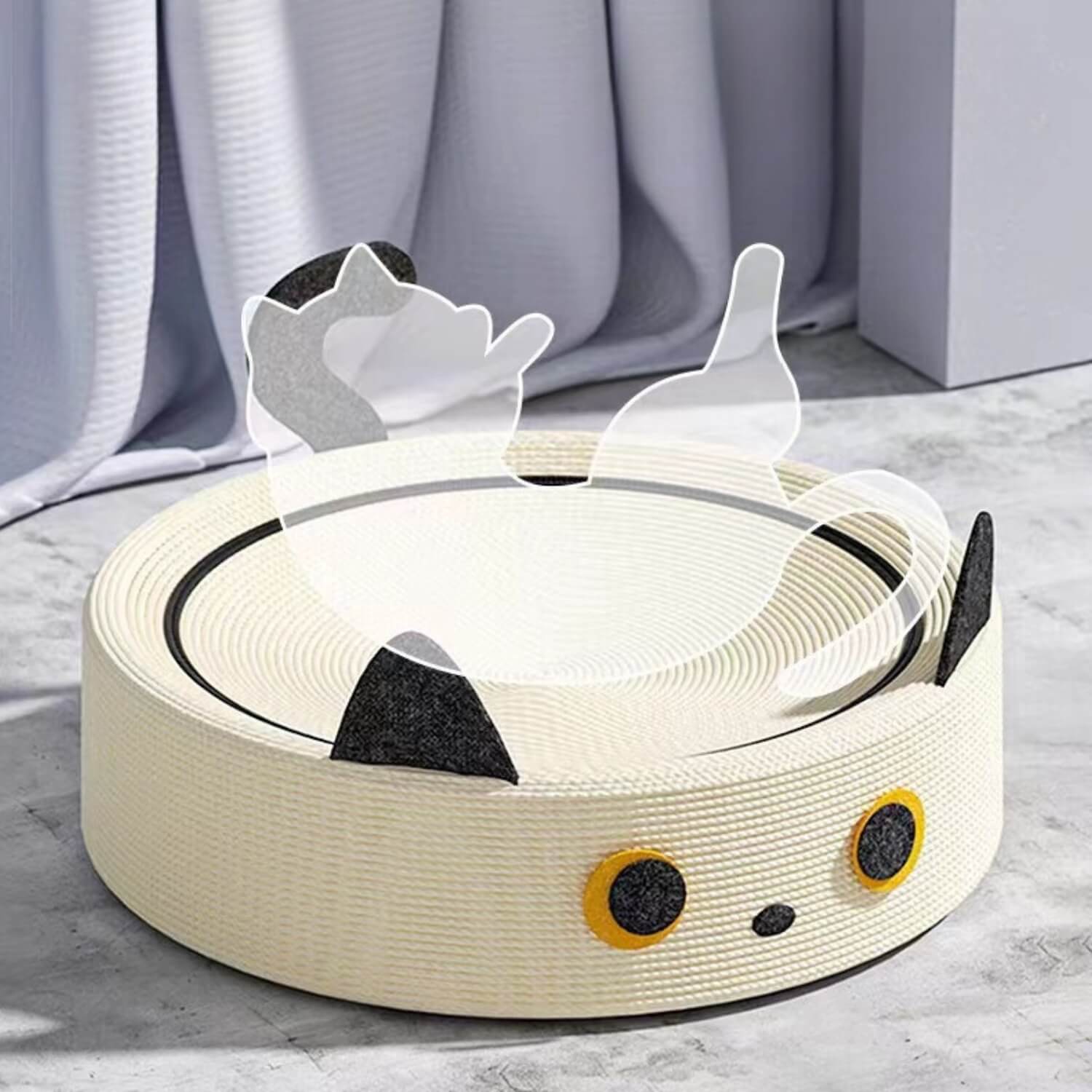 duurzame sisal kattenkrabpaal kleine zwarte kat vol sisal